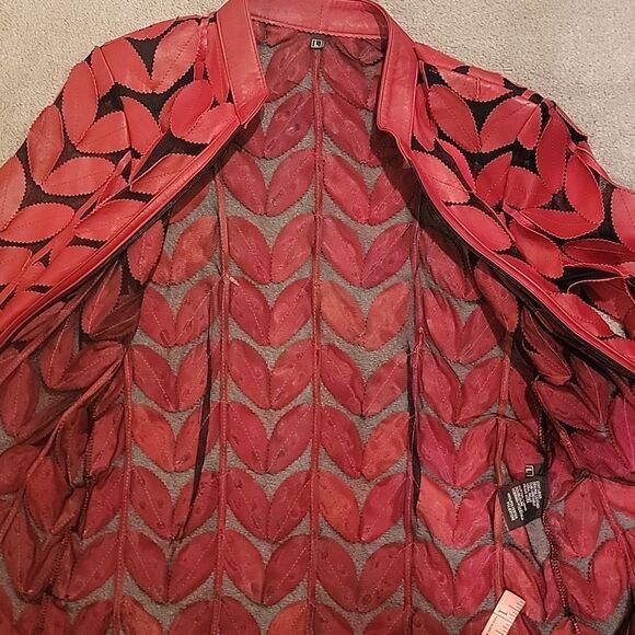 Belgin Francis leather leaf mesh jacket sz L - Picture 9 of 12